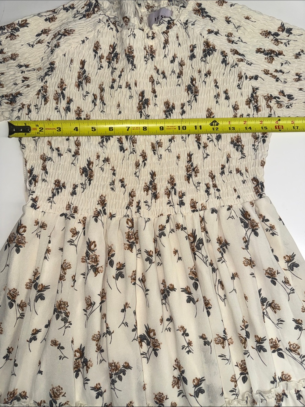 JESSAKAE The Wandering Willoughby Tiered Smocked Midi Dress in Cream Size L - Picture 9 of 12